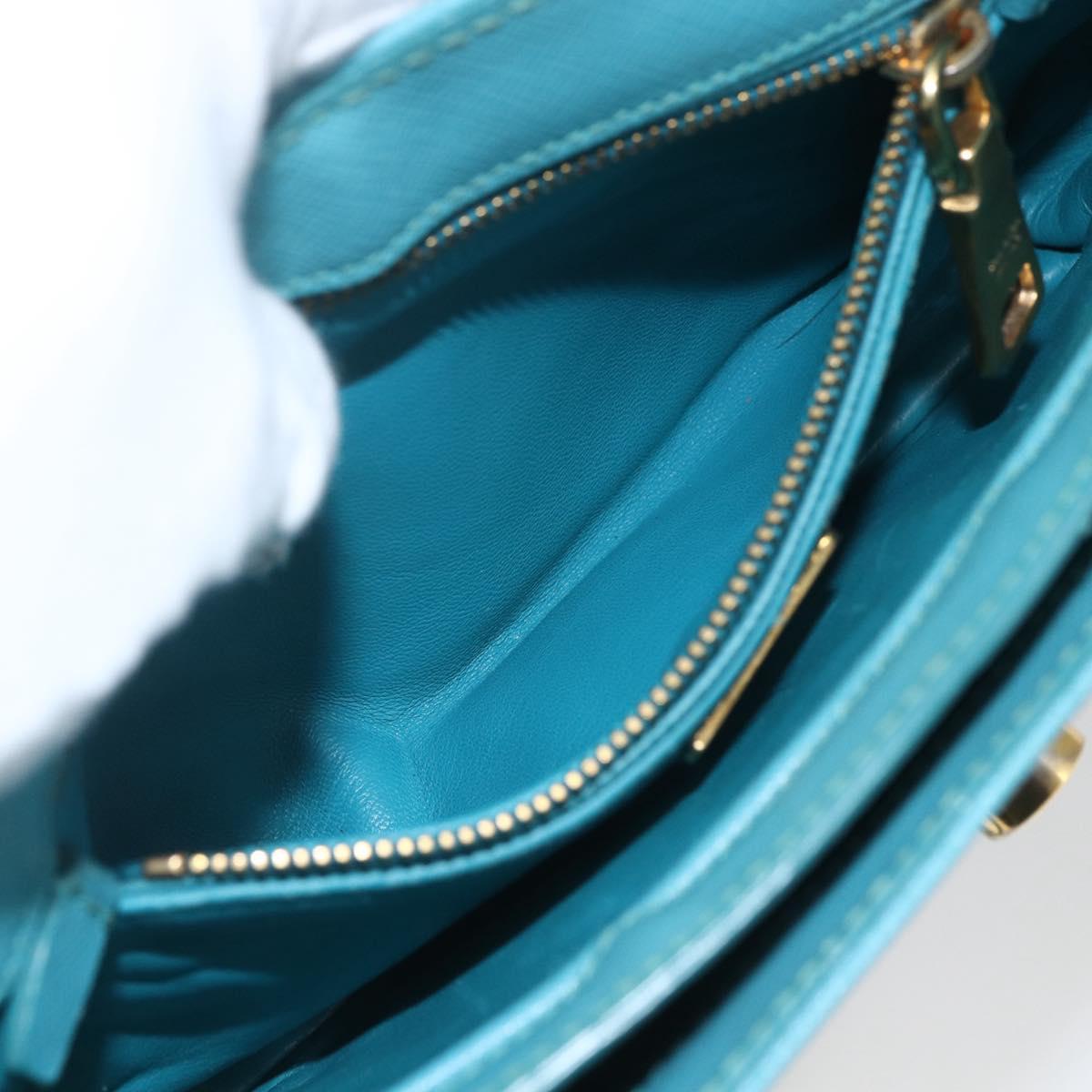 PRADA Hand Bag Safiano leather 2way Light Blue Gold Auth 166296