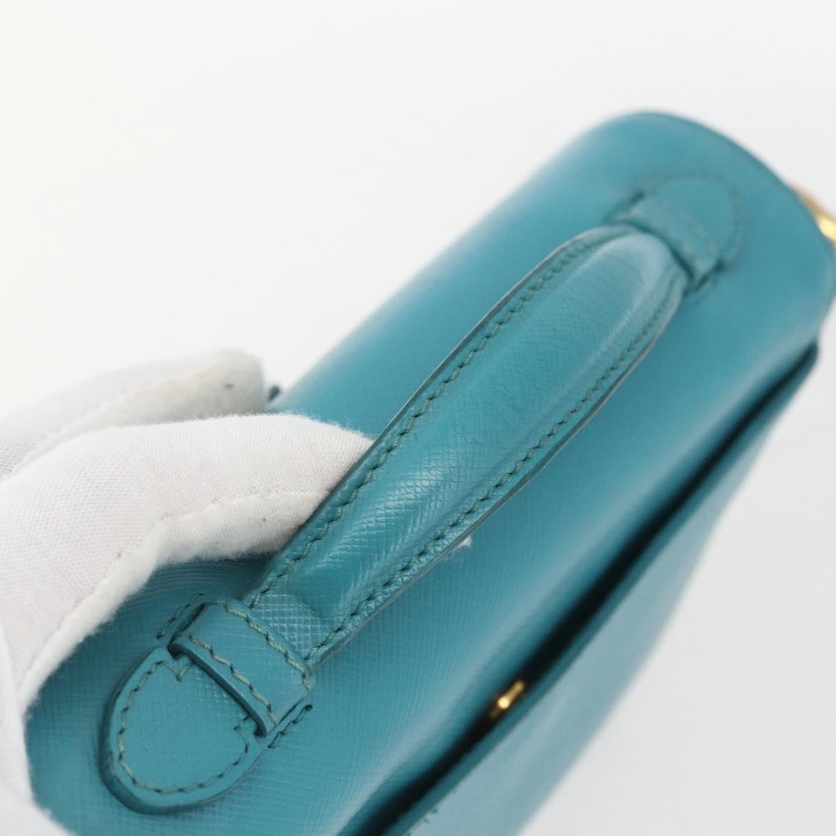 PRADA Hand Bag Safiano leather 2way Light Blue Gold Auth 166296