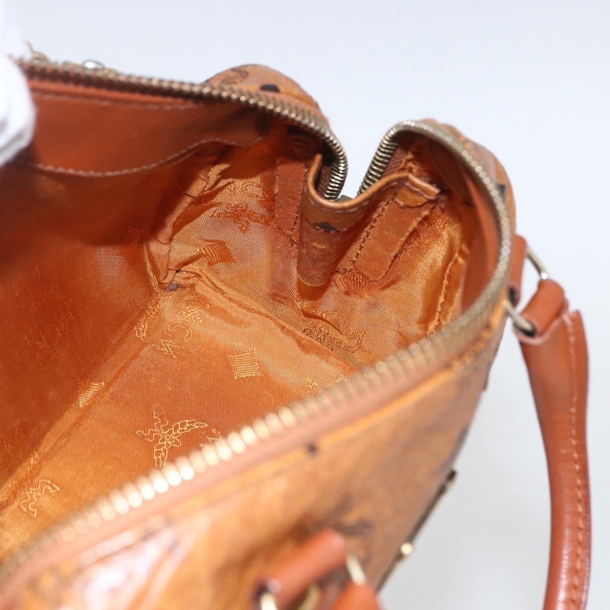 MCM Vicetos Logogram Mini Boston Bag PVC Leather 2way Brown Gold Auth 166299