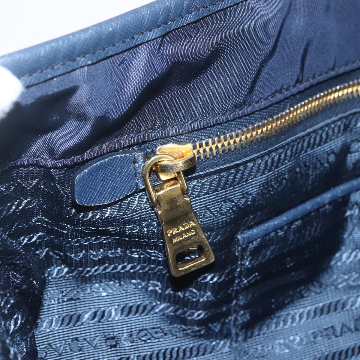 PRADA Tote Bag Nylon Navy Gold Auth 166304