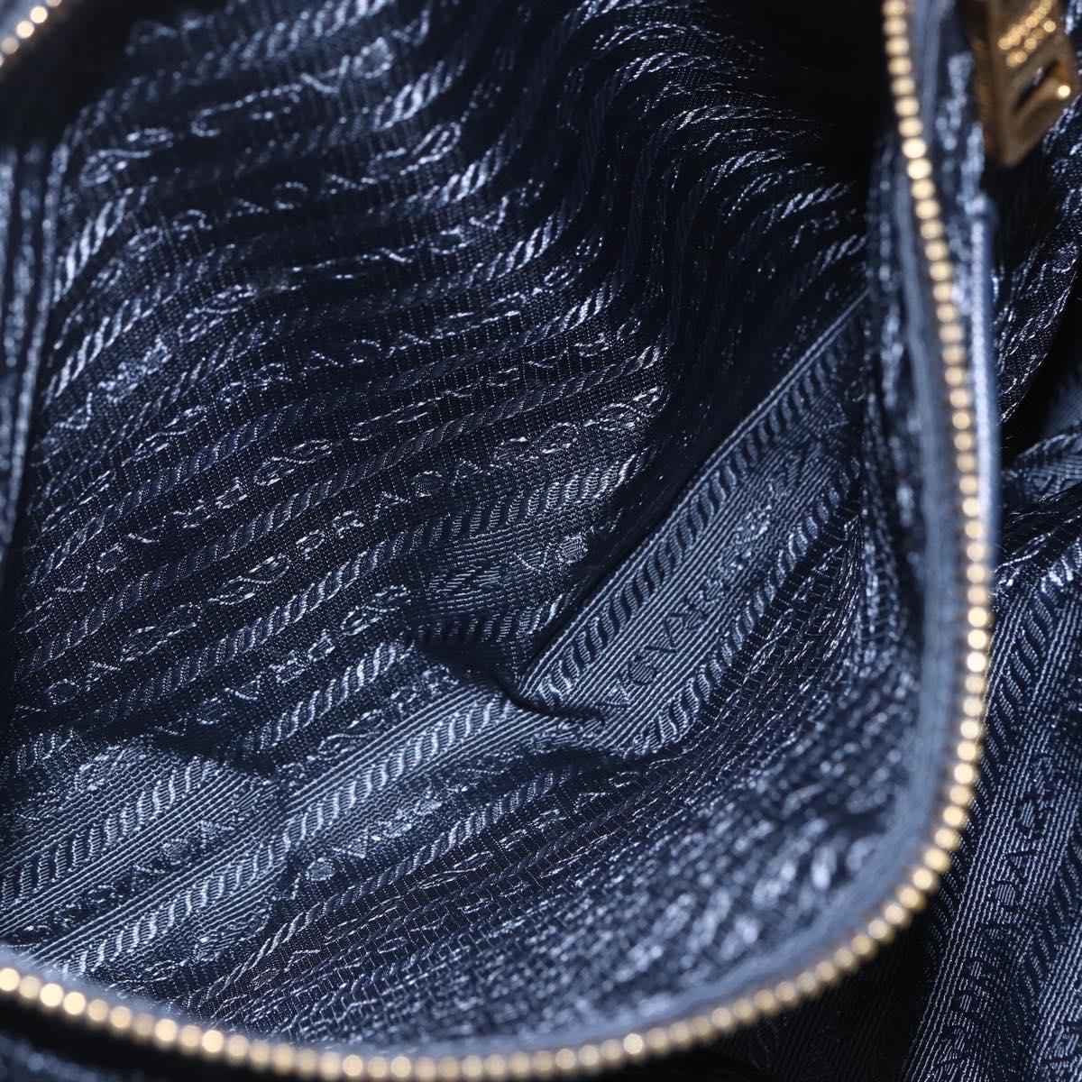 PRADA Tote Bag Nylon Navy Gold Auth 166304