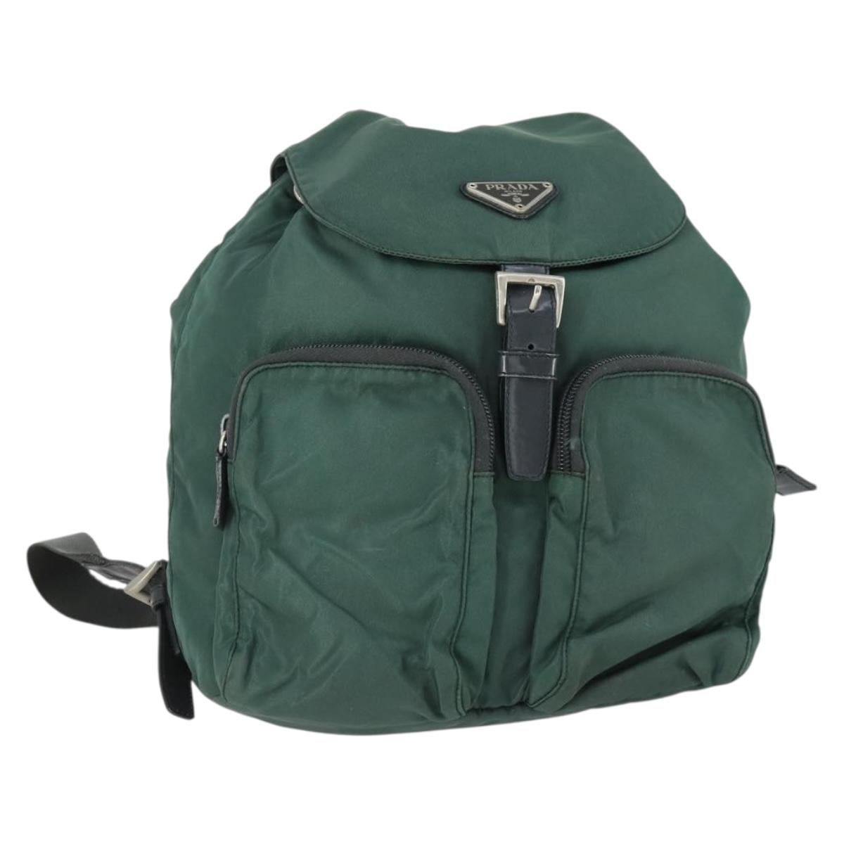 PRADA Backpack Nylon Green Silver Auth 166306