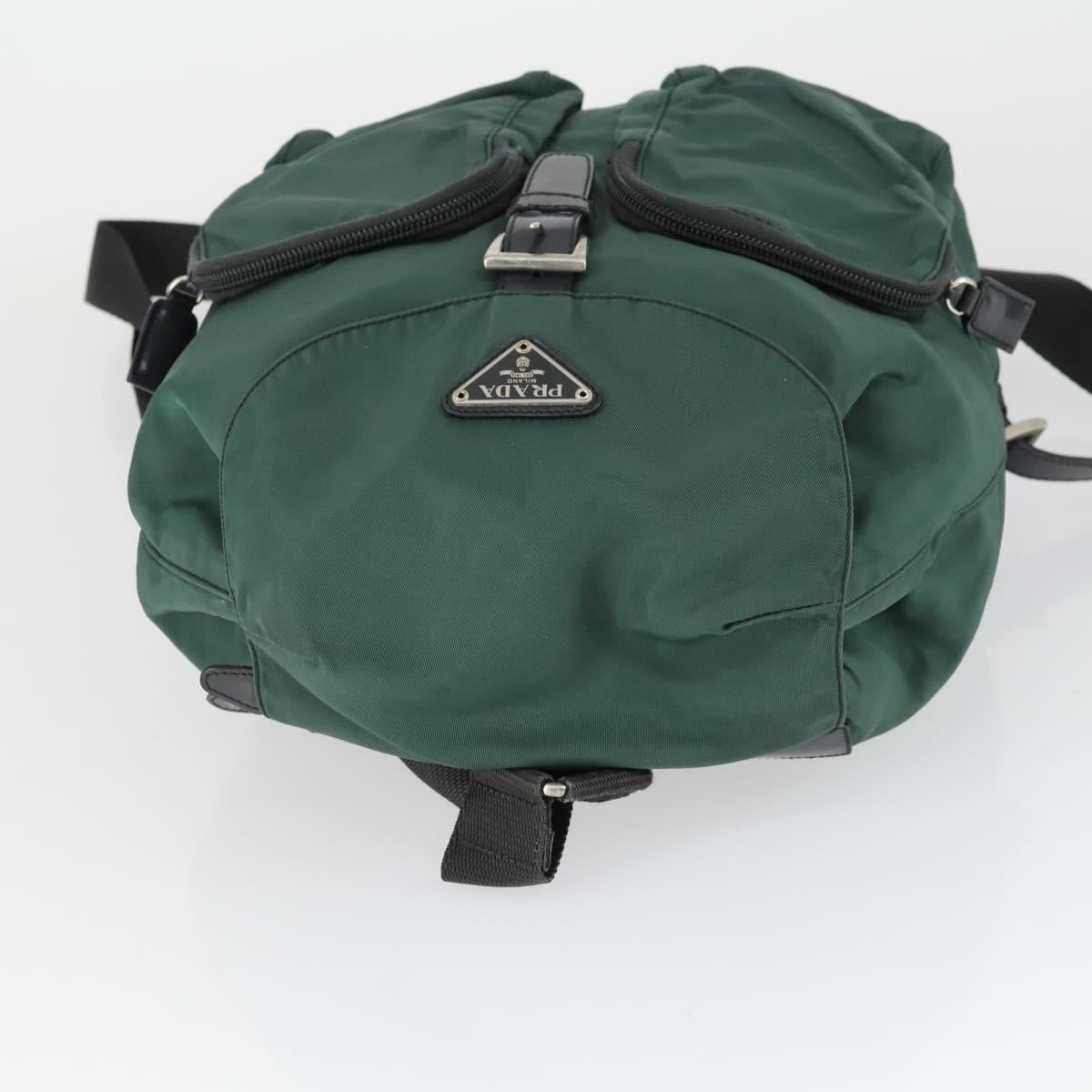 PRADA Backpack Nylon Green Silver Auth 166306