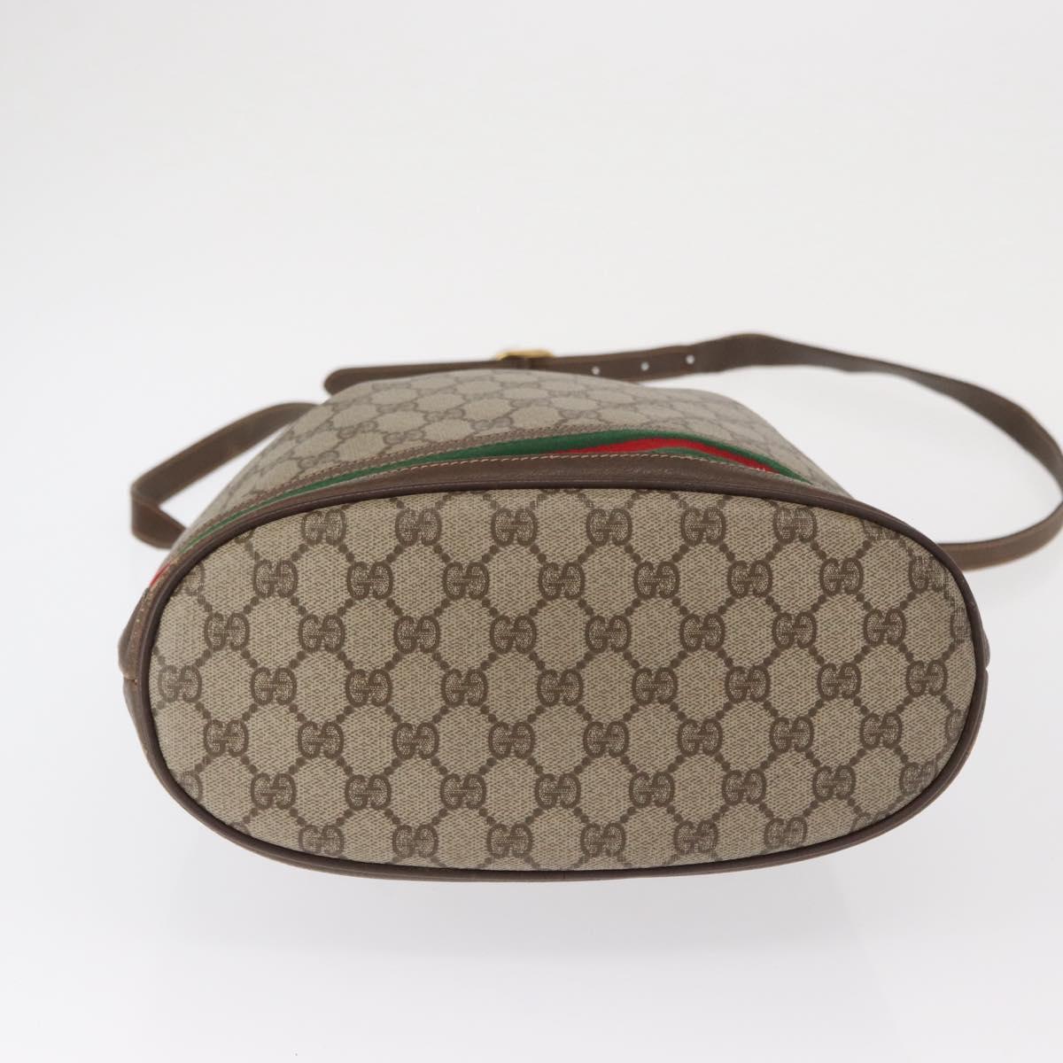 GUCCI GG Supreme Web Sherry Line Bag PVC Beige Gold 164 02 085 Auth 166308