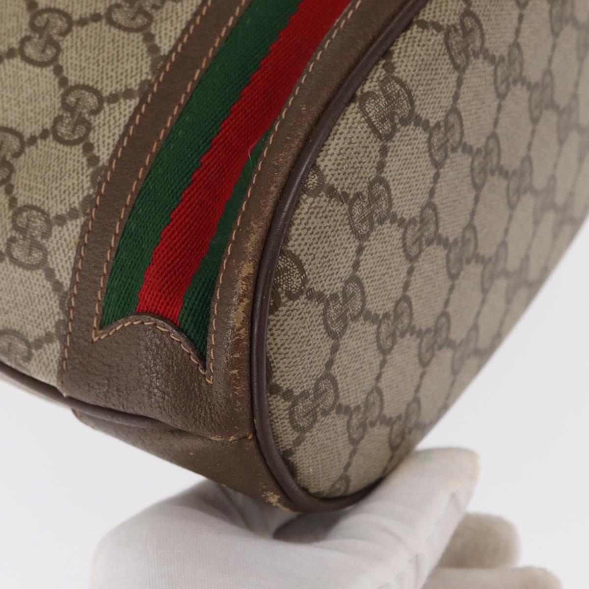 GUCCI GG Supreme Web Sherry Line Bag PVC Beige Gold 164 02 085 Auth 166308