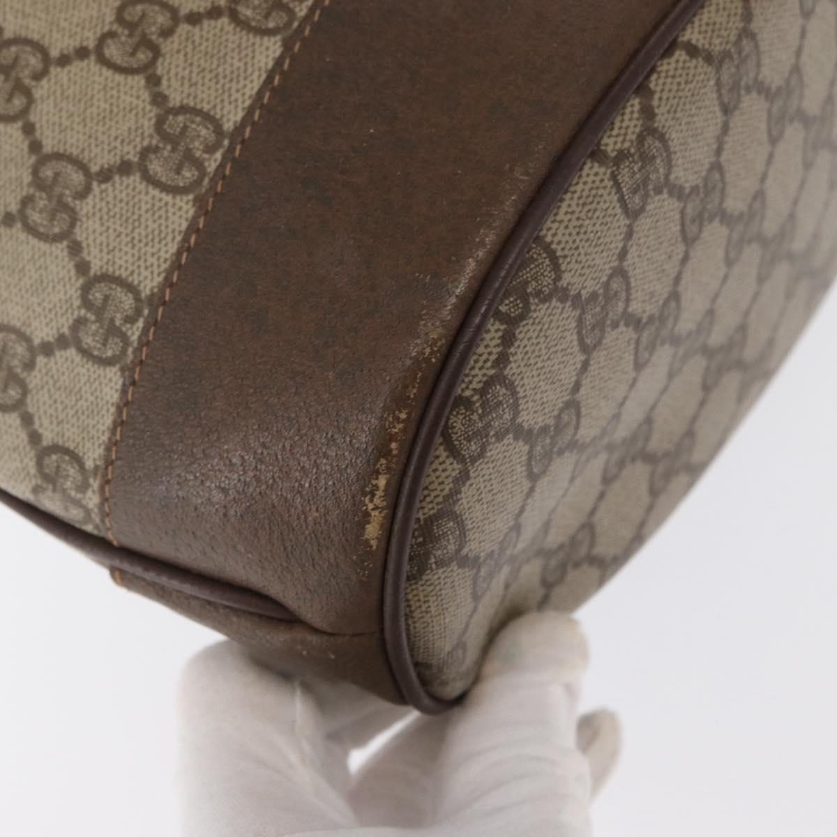 GUCCI GG Supreme Web Sherry Line Bag PVC Beige Gold 164 02 085 Auth 166308