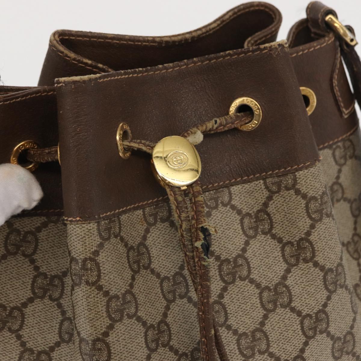 GUCCI GG Supreme Web Sherry Line Bag PVC Beige Gold 164 02 085 Auth 166308