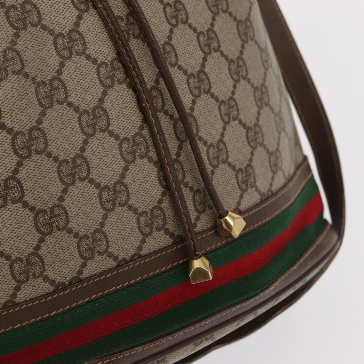 GUCCI GG Supreme Web Sherry Line Bag PVC Beige Gold 164 02 085 Auth 166308