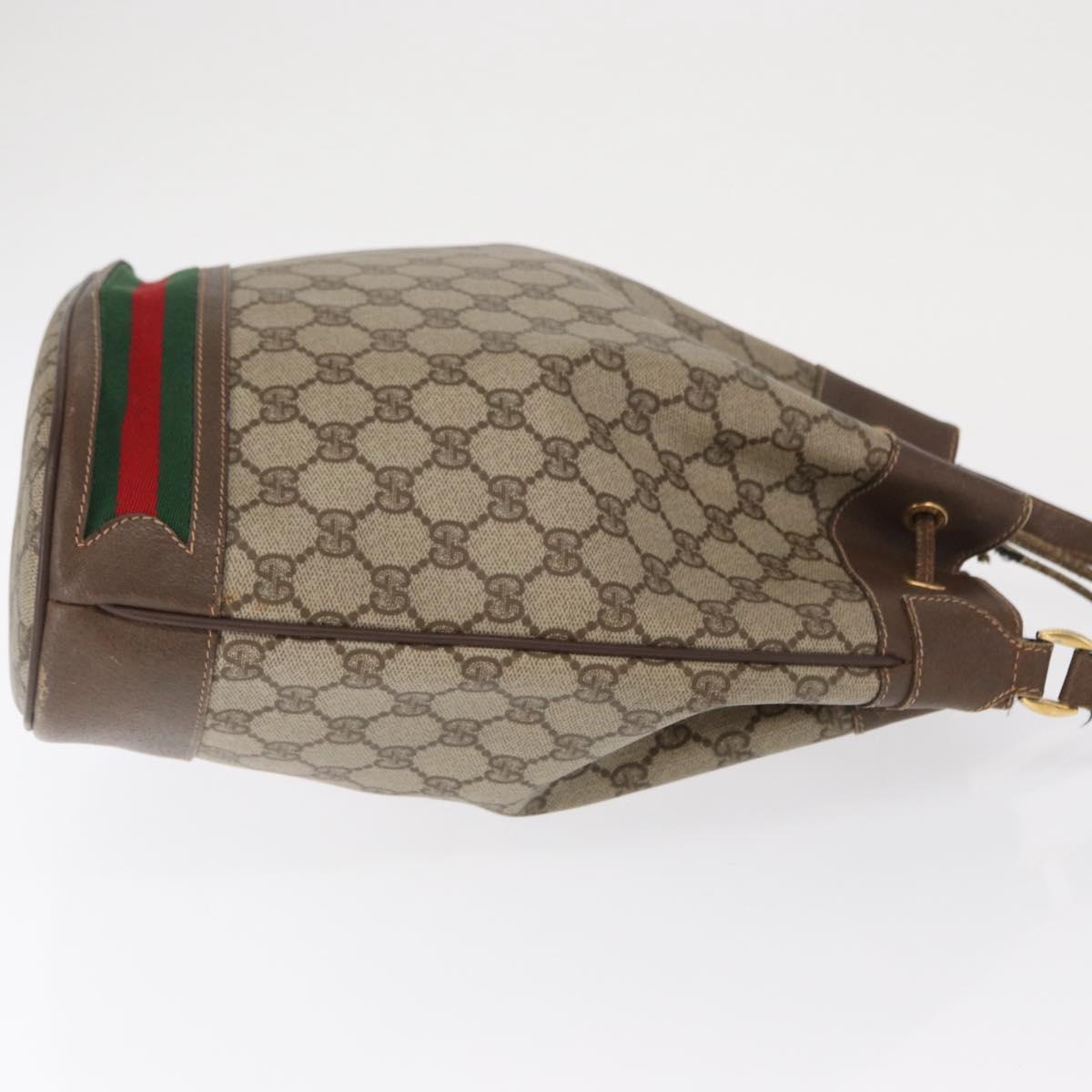 GUCCI GG Supreme Web Sherry Line Bag PVC Beige Gold 164 02 085 Auth 166308