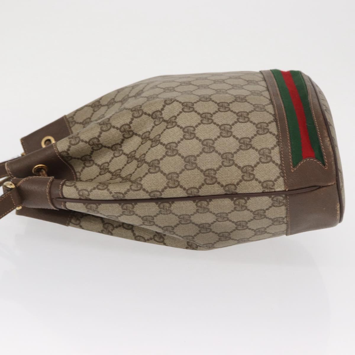 GUCCI GG Supreme Web Sherry Line Bag PVC Beige Gold 164 02 085 Auth 166308