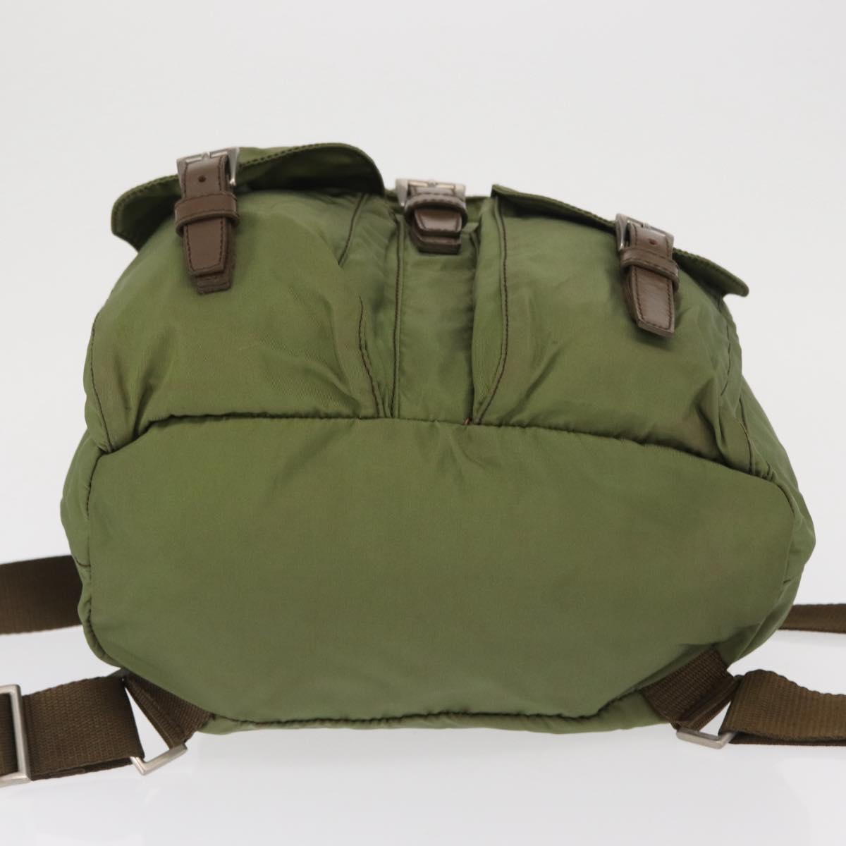 PRADA Backpack Nylon Green Silver Auth 166315