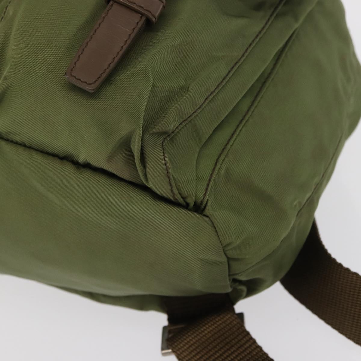 PRADA Backpack Nylon Green Silver Auth 166315