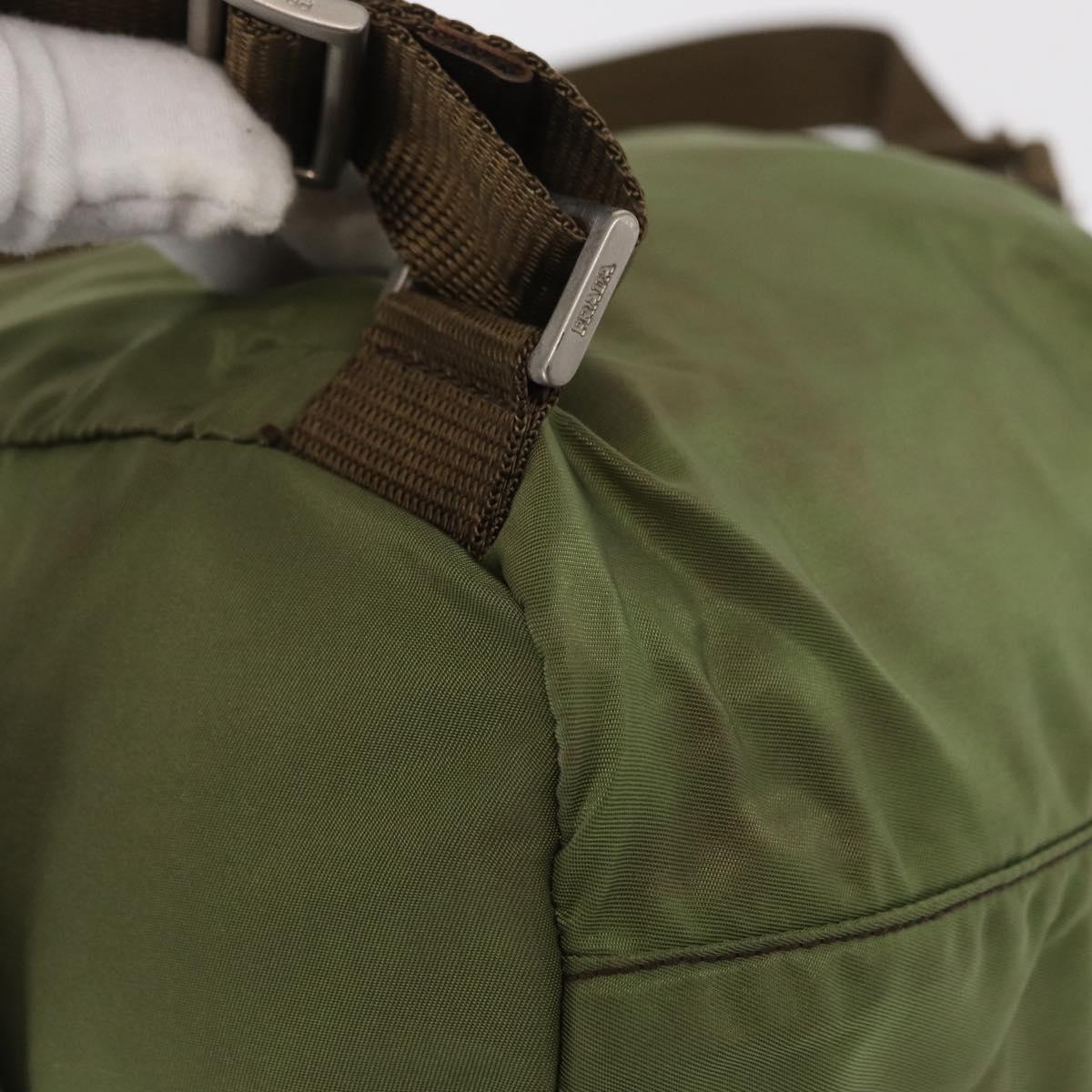 PRADA Backpack Nylon Green Silver Auth 166315
