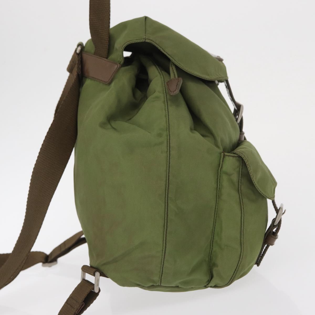 PRADA Backpack Nylon Green Silver Auth 166315