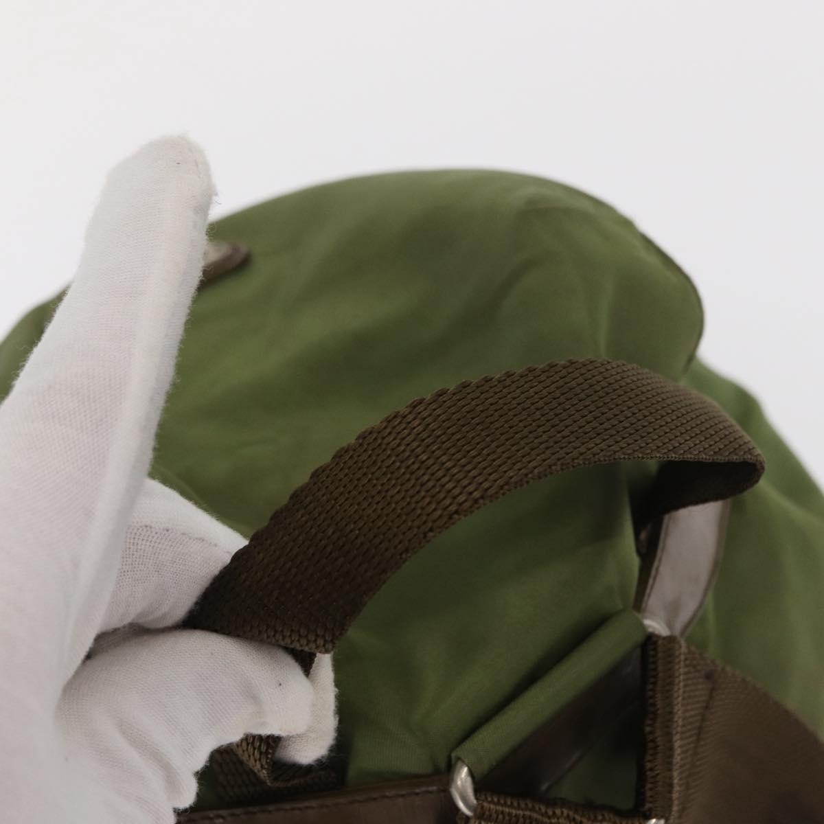 PRADA Backpack Nylon Green Silver Auth 166315