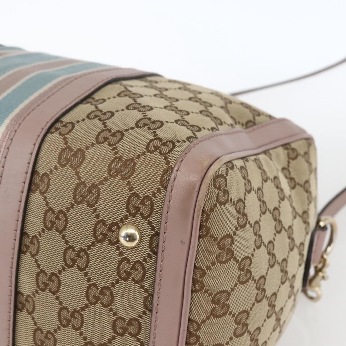 GUCCI GG Canvas Boston Bag 2way Beige gold 247205 Auth 166316