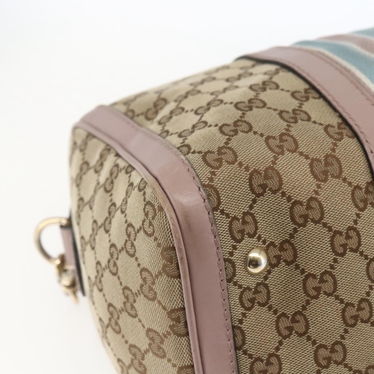 GUCCI GG Canvas Boston Bag 2way Beige gold 247205 Auth 166316