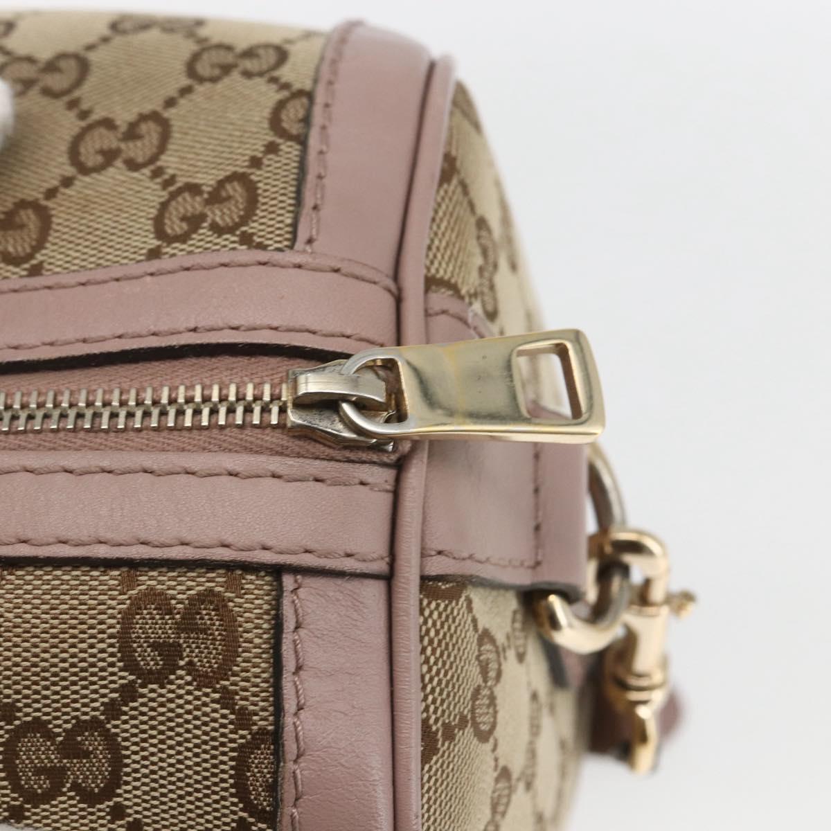 GUCCI GG Canvas Boston Bag 2way Beige gold 247205 Auth 166316