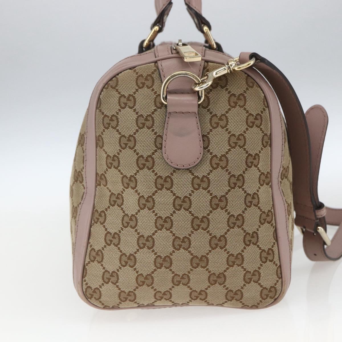 GUCCI GG Canvas Boston Bag 2way Beige gold 247205 Auth 166316