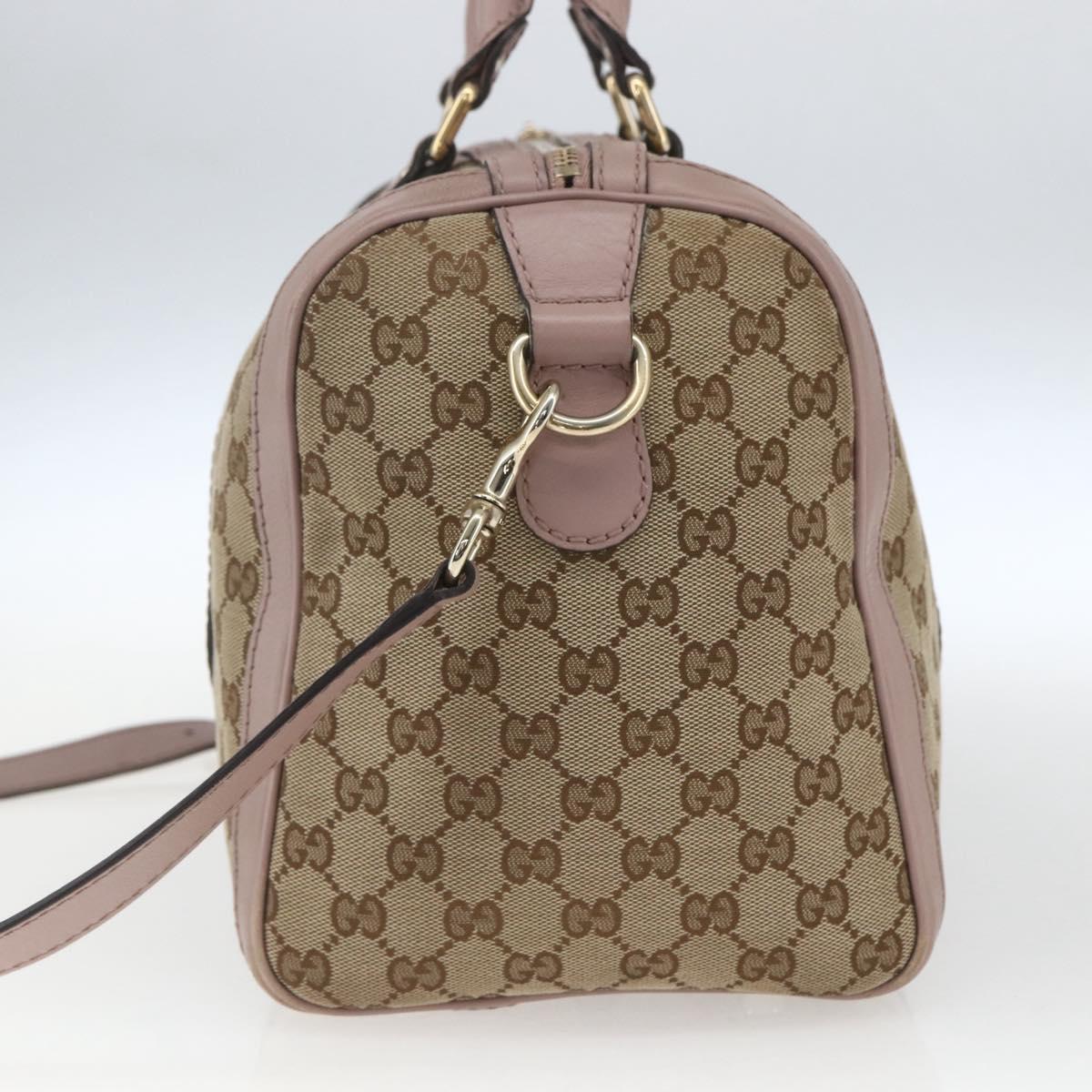 GUCCI GG Canvas Boston Bag 2way Beige gold 247205 Auth 166316