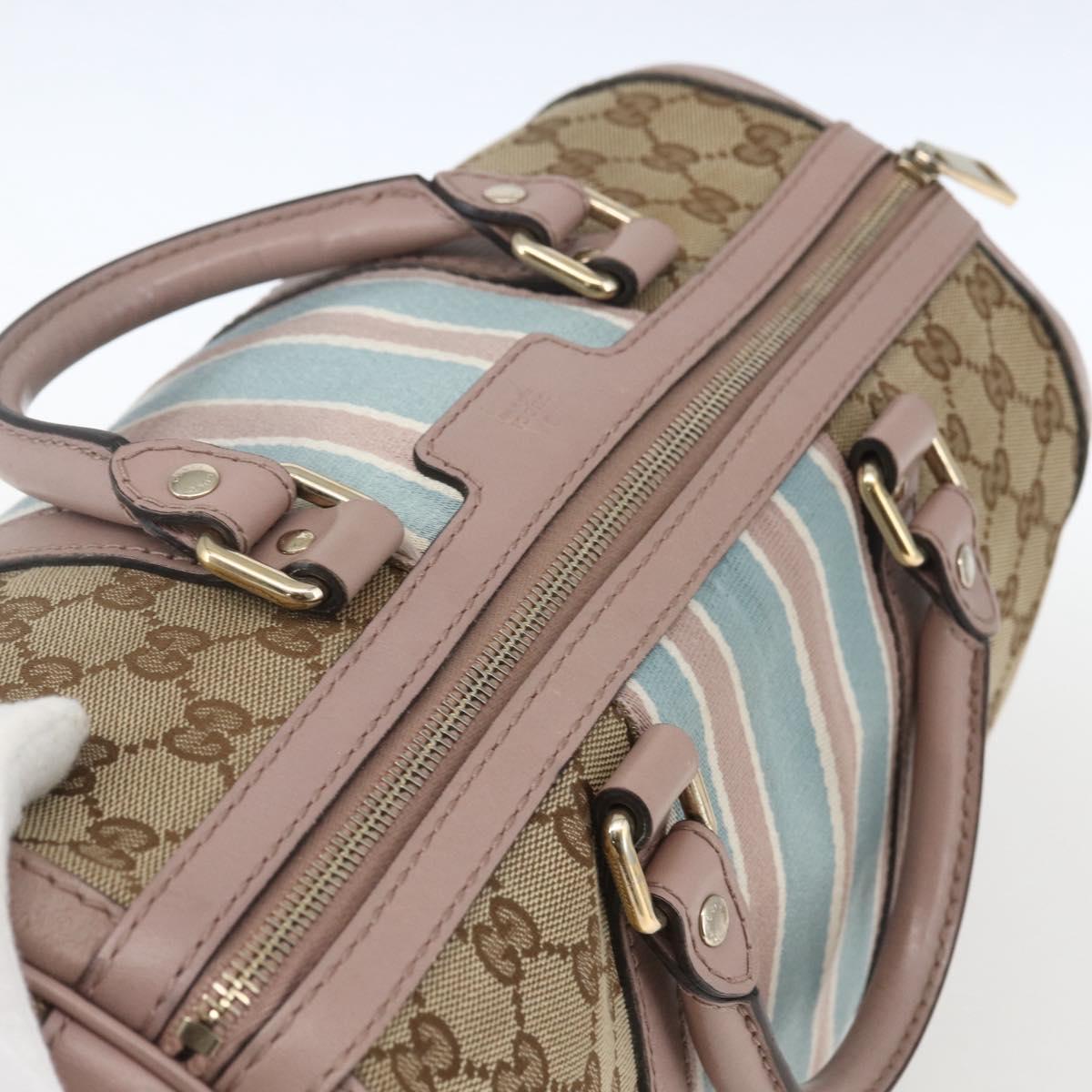 GUCCI GG Canvas Boston Bag 2way Beige gold 247205 Auth 166316