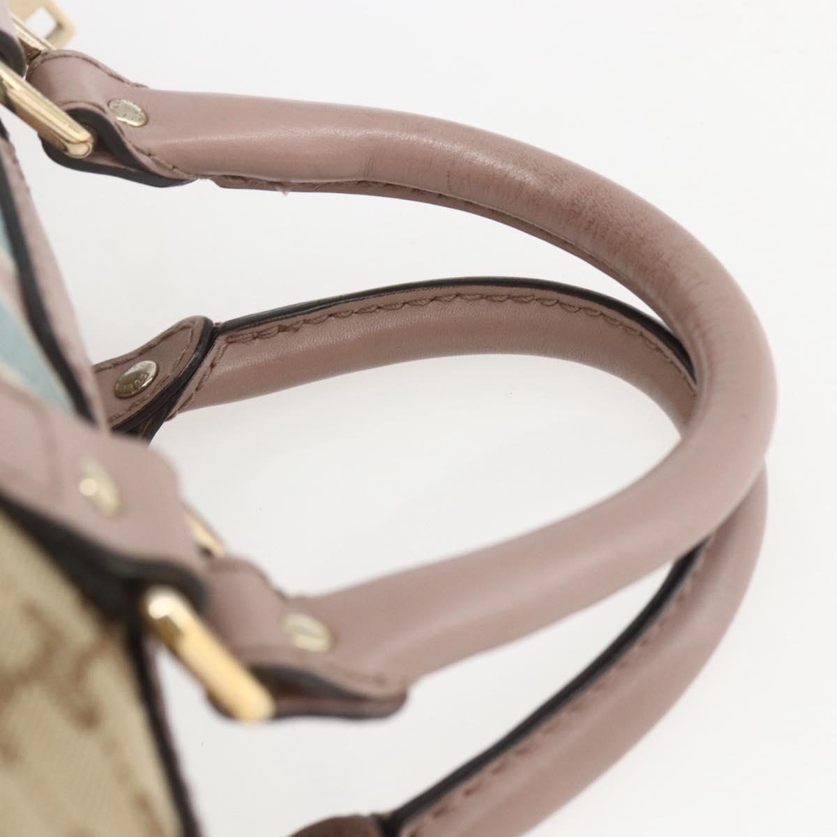 GUCCI GG Canvas Boston Bag 2way Beige gold 247205 Auth 166316