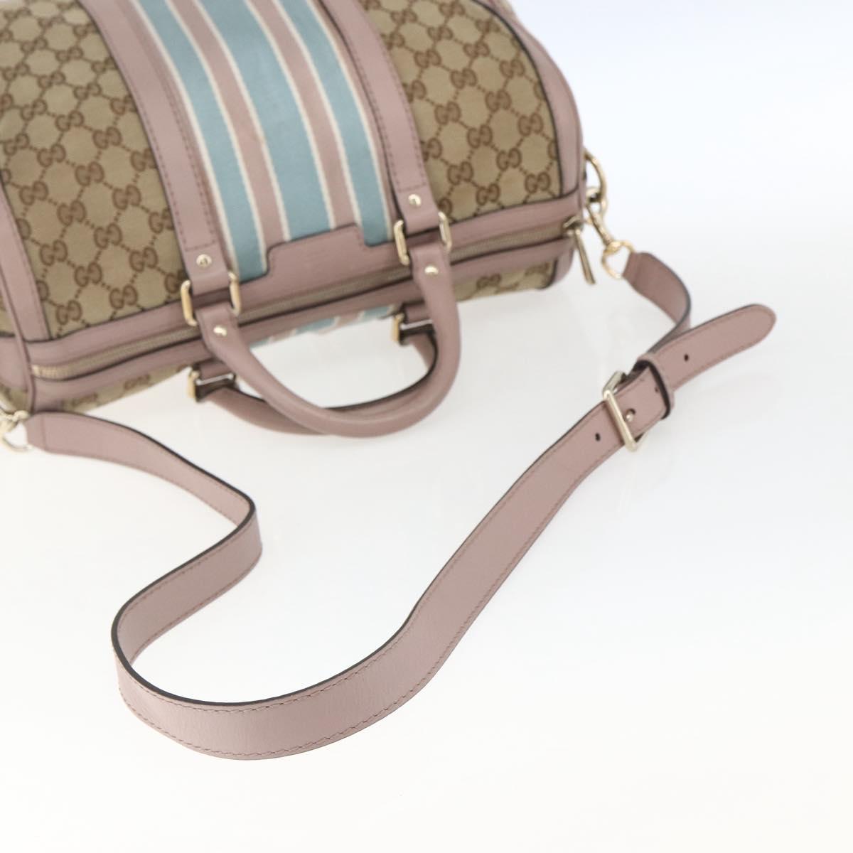 GUCCI GG Canvas Boston Bag 2way Beige gold 247205 Auth 166316