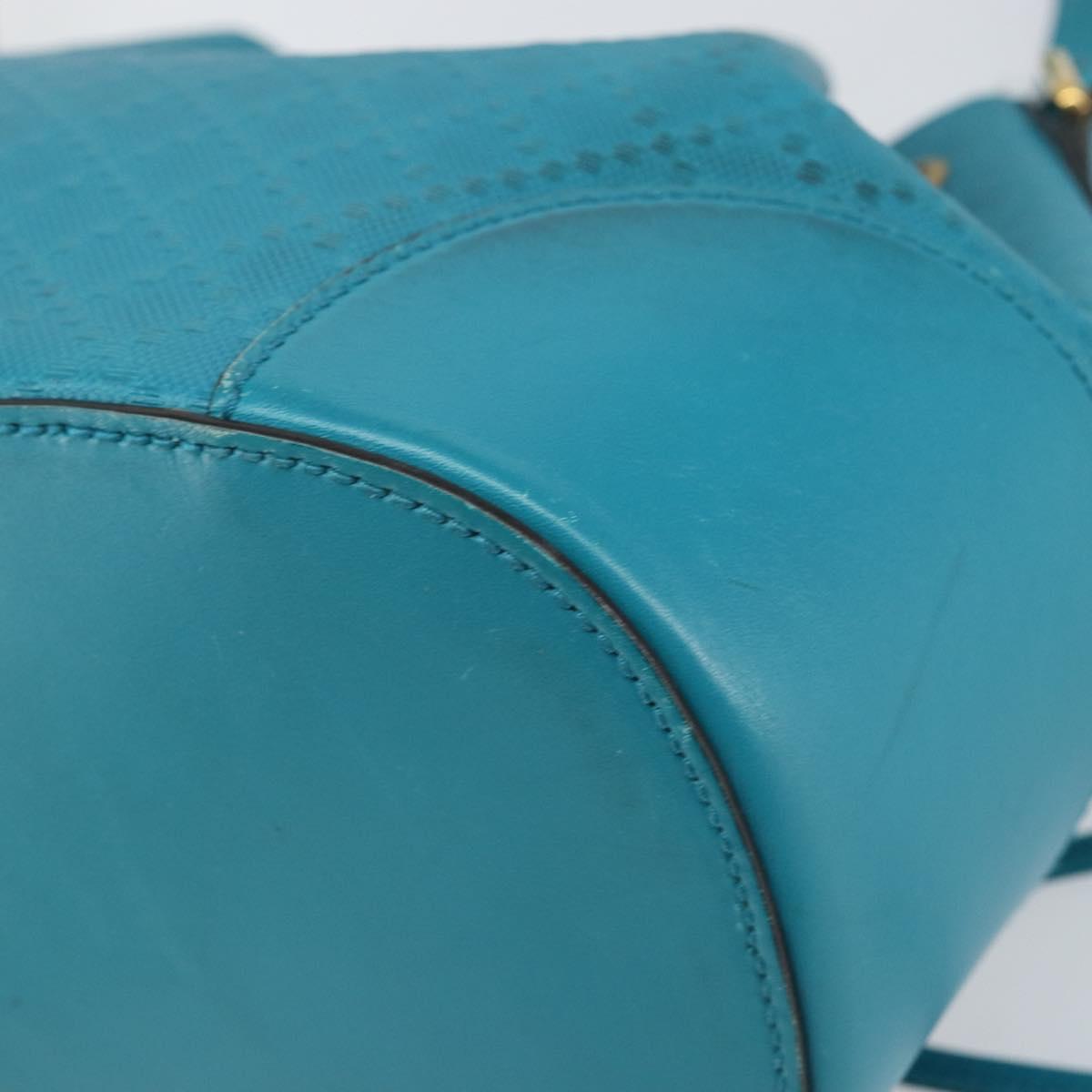 GUCCI Diamante Bright Bag Leather Turquoise Blue Gold 354229 Auth 166319