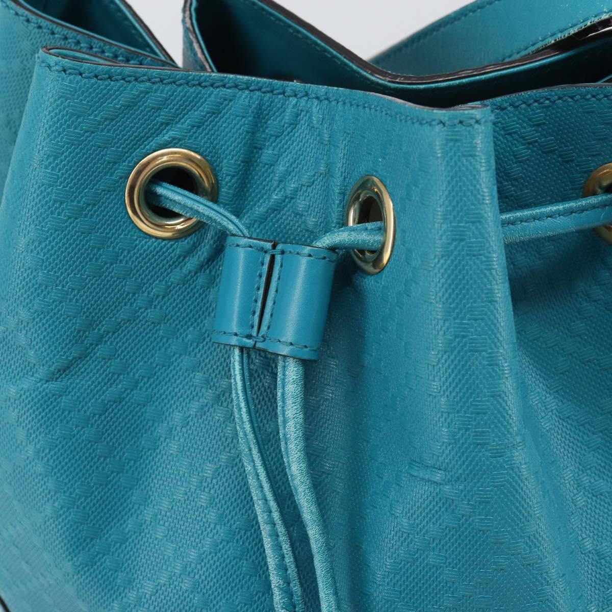 GUCCI Diamante Bright Bag Leather Turquoise Blue Gold 354229 Auth 166319