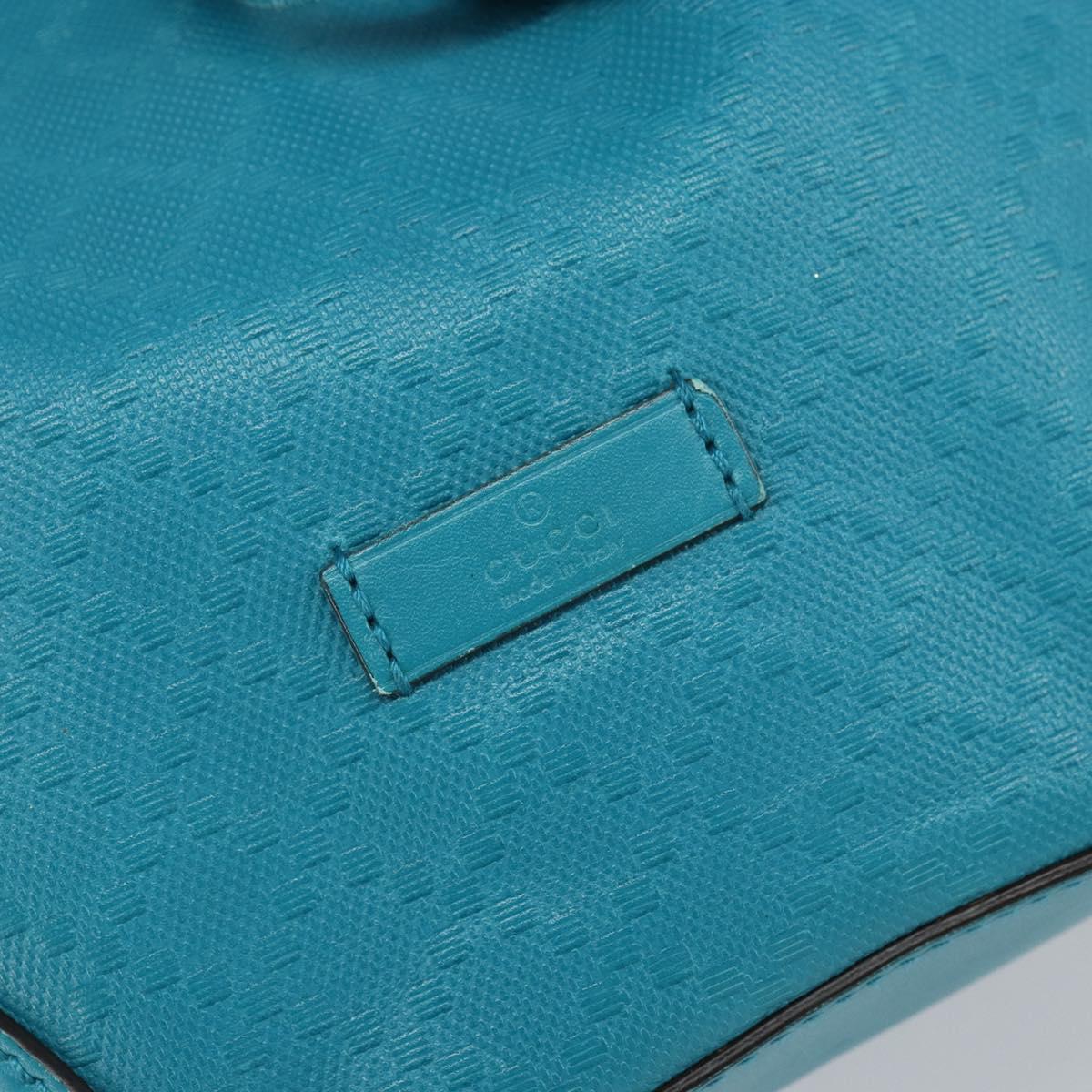 GUCCI Diamante Bright Bag Leather Turquoise Blue Gold 354229 Auth 166319