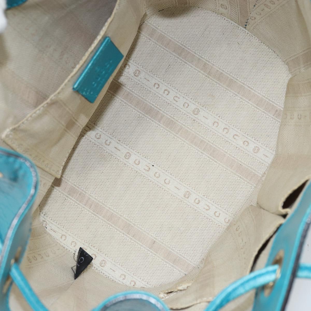 GUCCI Diamante Bright Bag Leather Turquoise Blue Gold 354229 Auth 166319