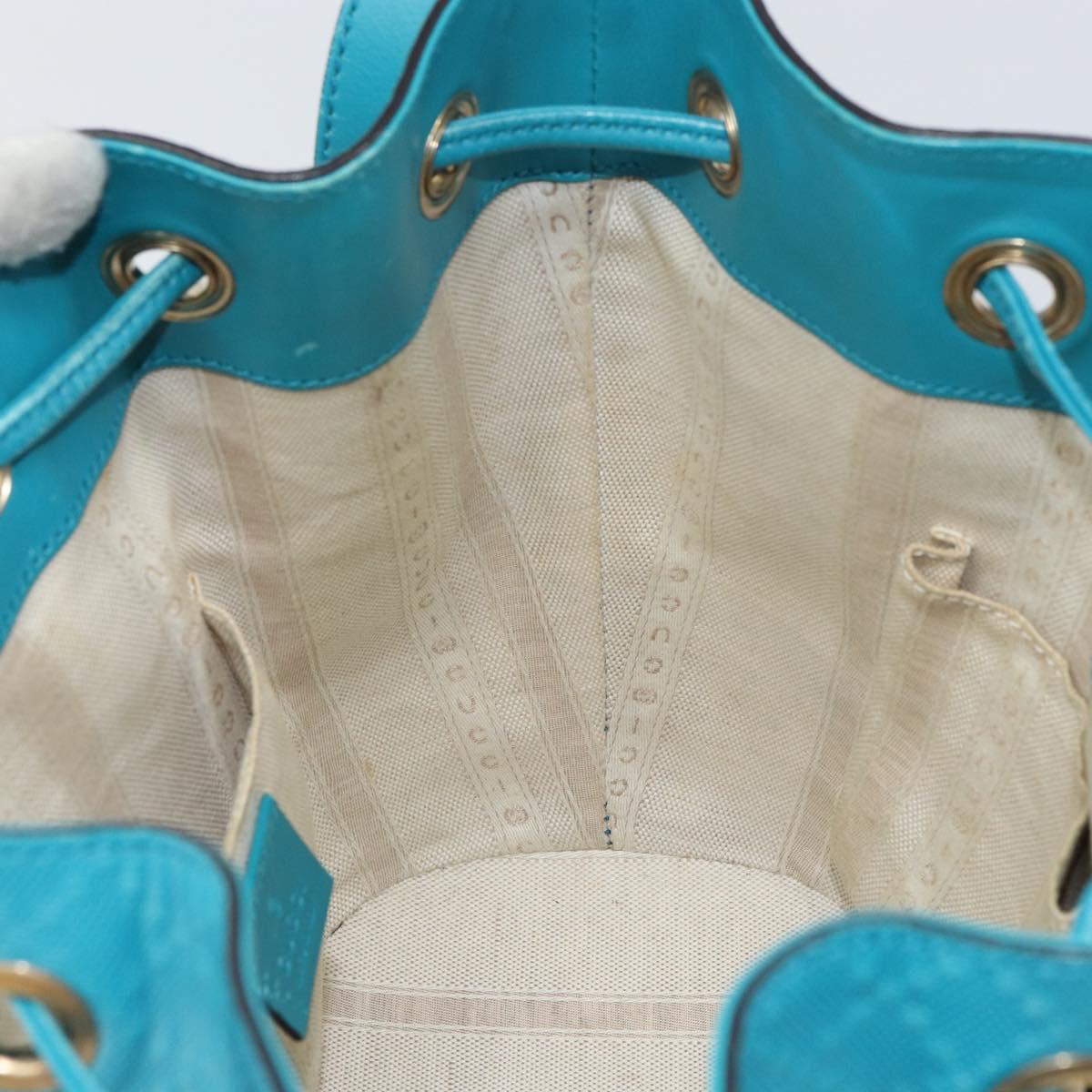 GUCCI Diamante Bright Bag Leather Turquoise Blue Gold 354229 Auth 166319
