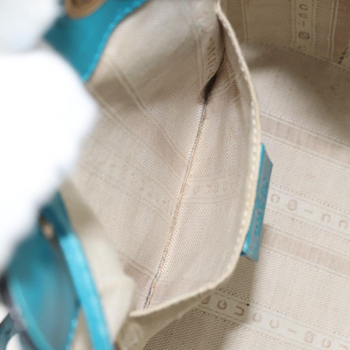 GUCCI Diamante Bright Bag Leather Turquoise Blue Gold 354229 Auth 166319