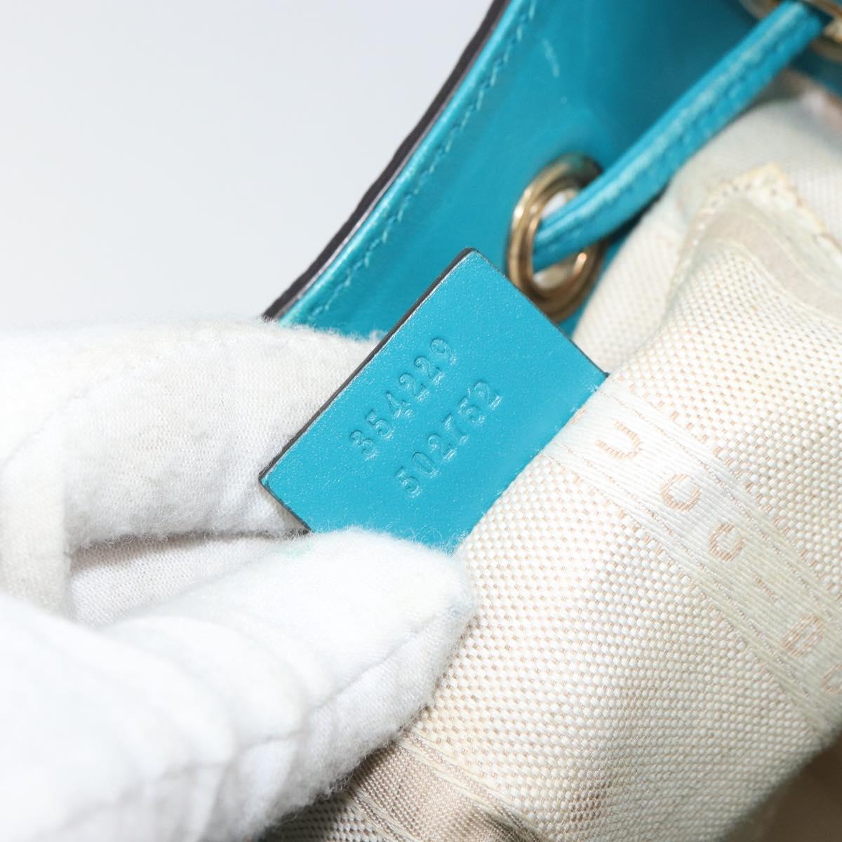 GUCCI Diamante Bright Bag Leather Turquoise Blue Gold 354229 Auth 166319