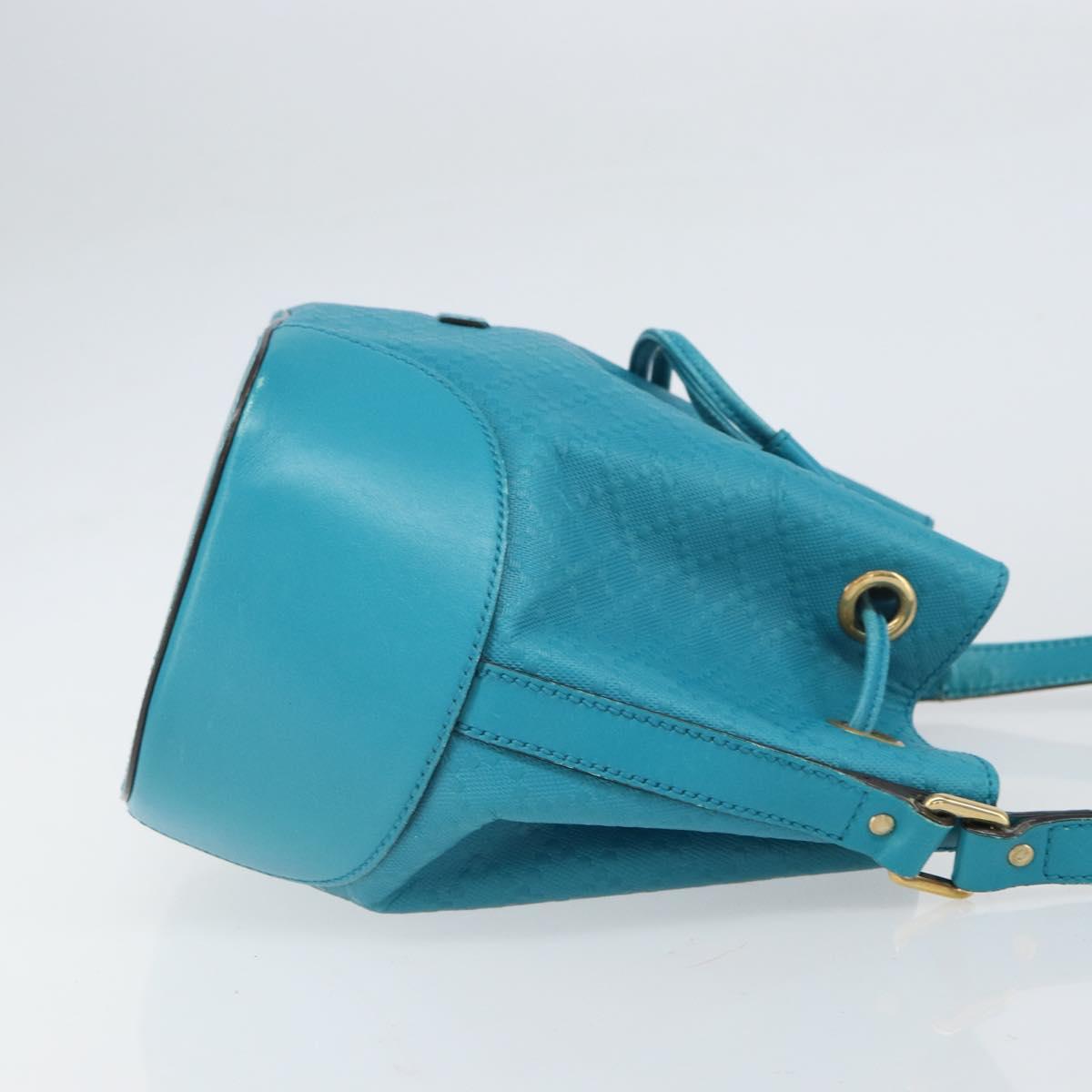 GUCCI Diamante Bright Bag Leather Turquoise Blue Gold 354229 Auth 166319