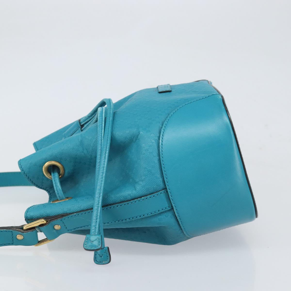 GUCCI Diamante Bright Bag Leather Turquoise Blue Gold 354229 Auth 166319