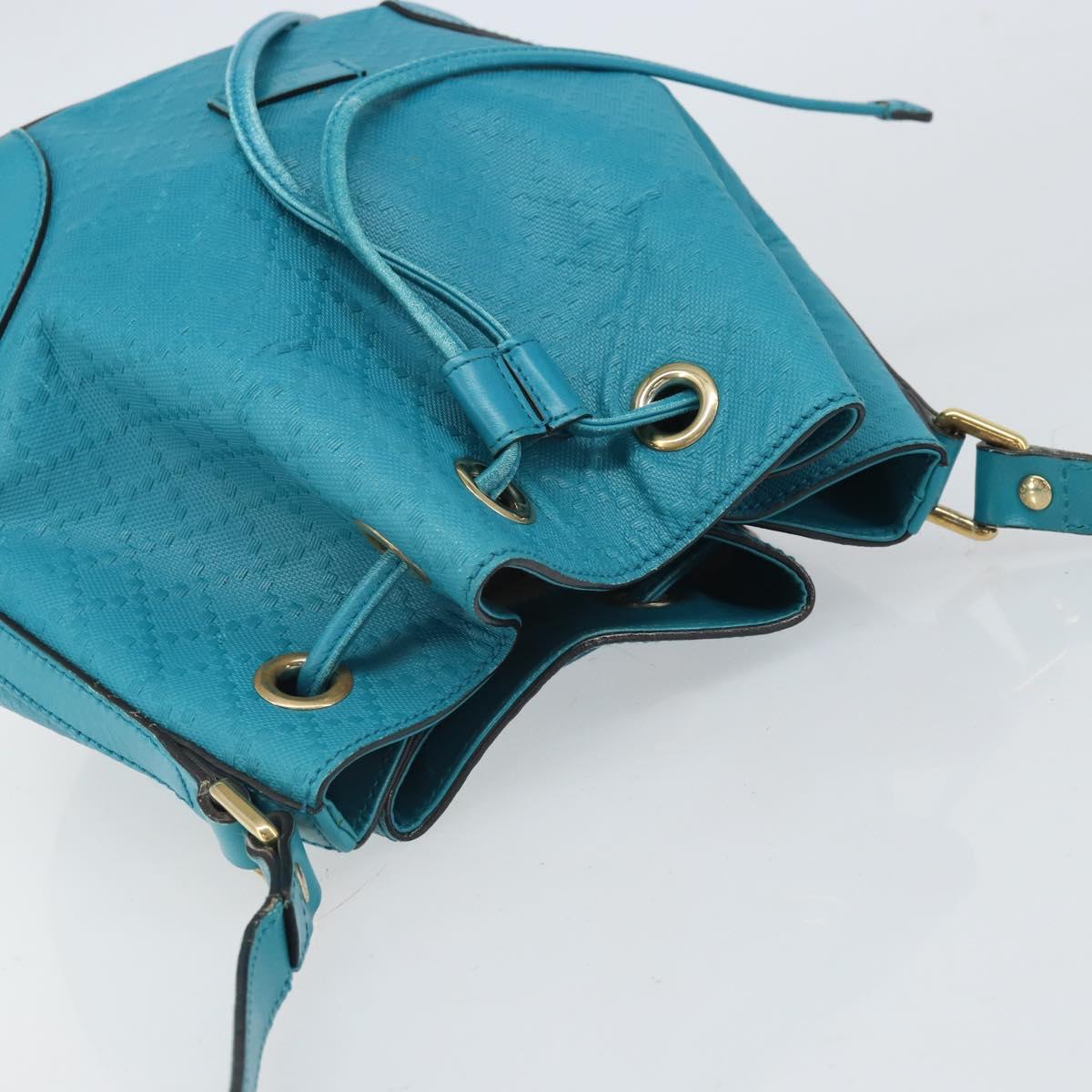 GUCCI Diamante Bright Bag Leather Turquoise Blue Gold 354229 Auth 166319