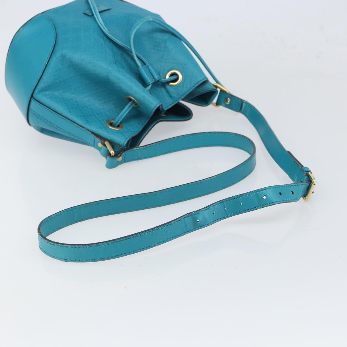 GUCCI Diamante Bright Bag Leather Turquoise Blue Gold 354229 Auth 166319