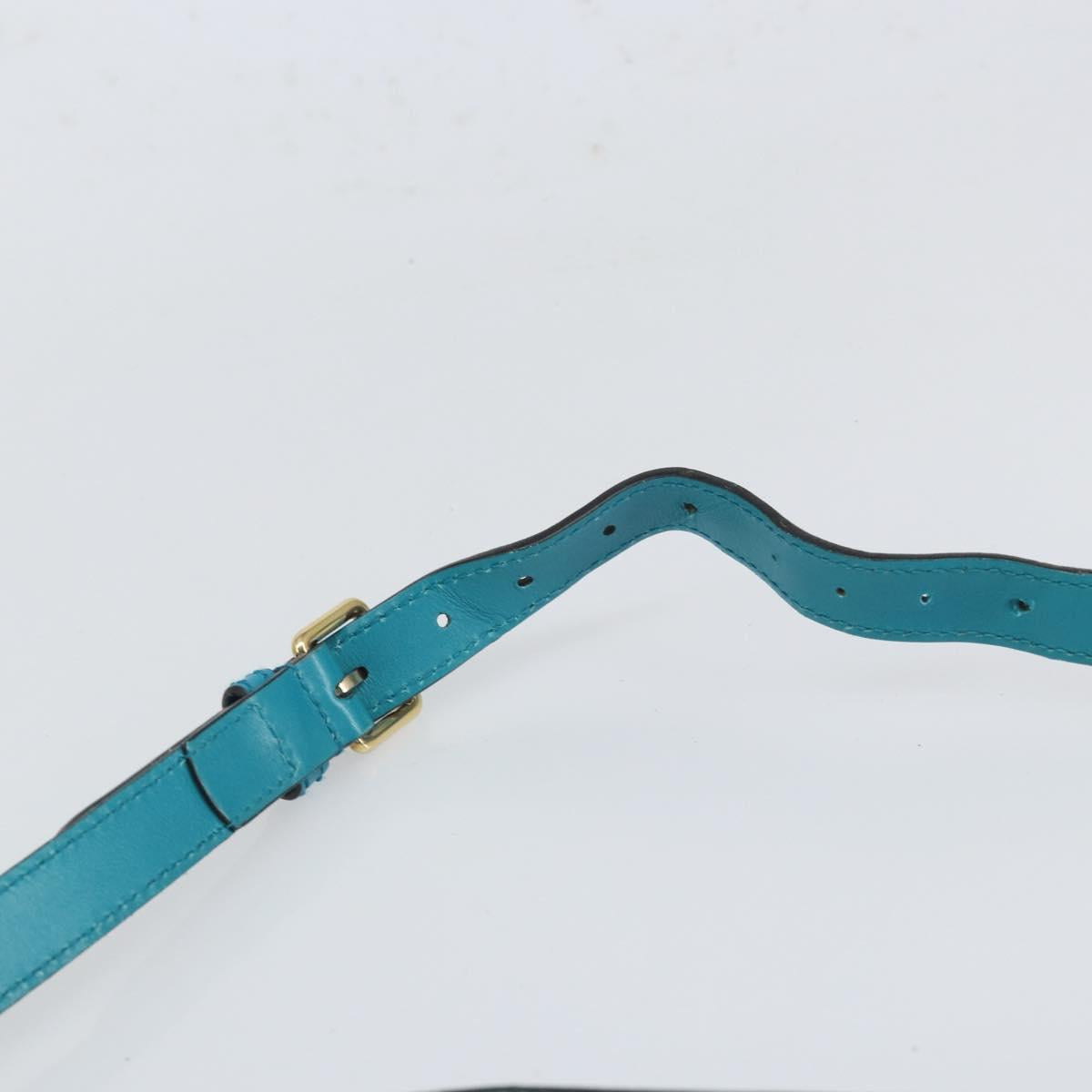 GUCCI Diamante Bright Bag Leather Turquoise Blue Gold 354229 Auth 166319