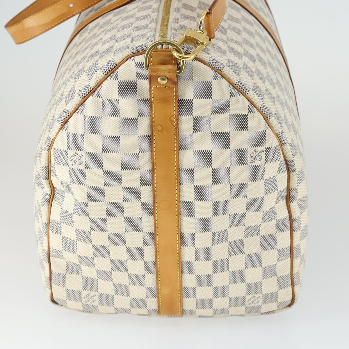 LOUIS VUITTON Damier Azur Keepall Bandouliere 55 Boston Bag N41429 Auth 166321