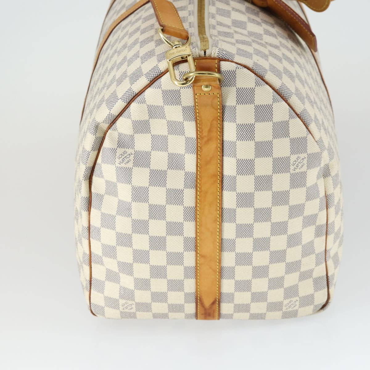 LOUIS VUITTON Damier Azur Keepall Bandouliere 55 Boston Bag N41429 Auth 166321