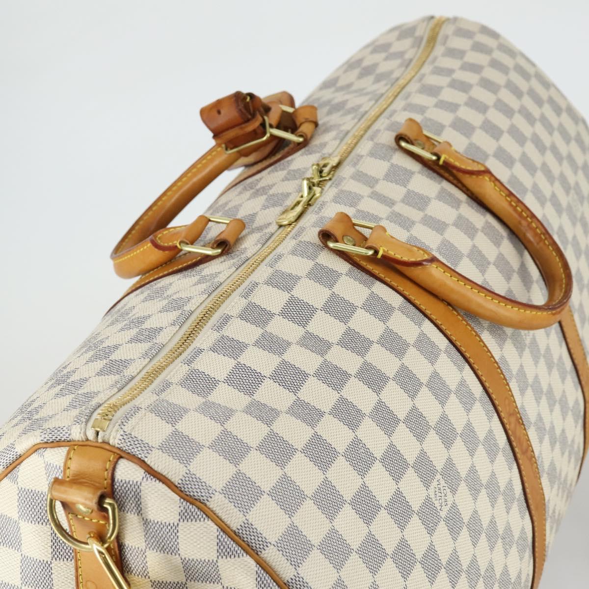 LOUIS VUITTON Damier Azur Keepall Bandouliere 55 Boston Bag N41429 Auth 166321