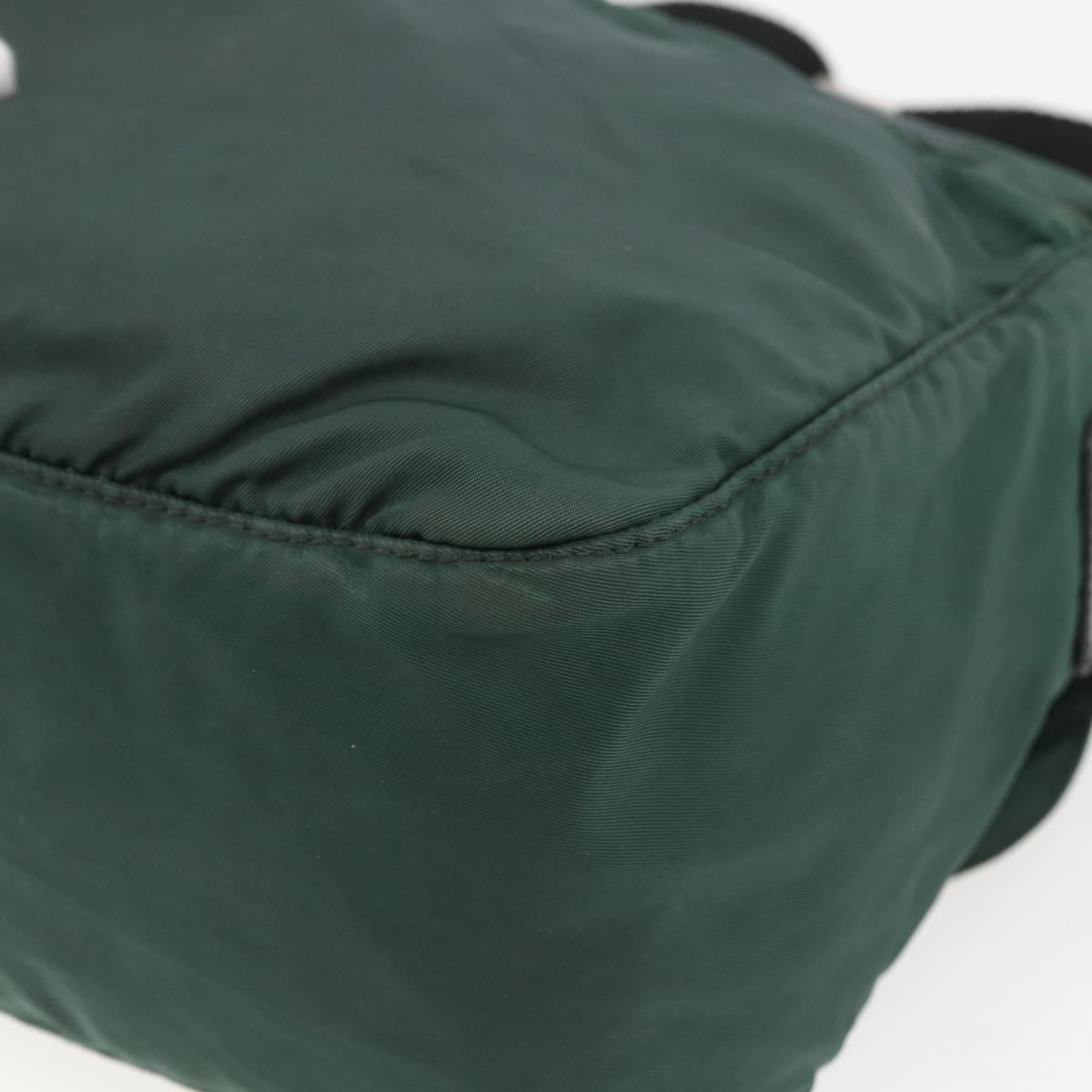 PRADA Shoulder Bag Nylon Green Silver Auth 166324
