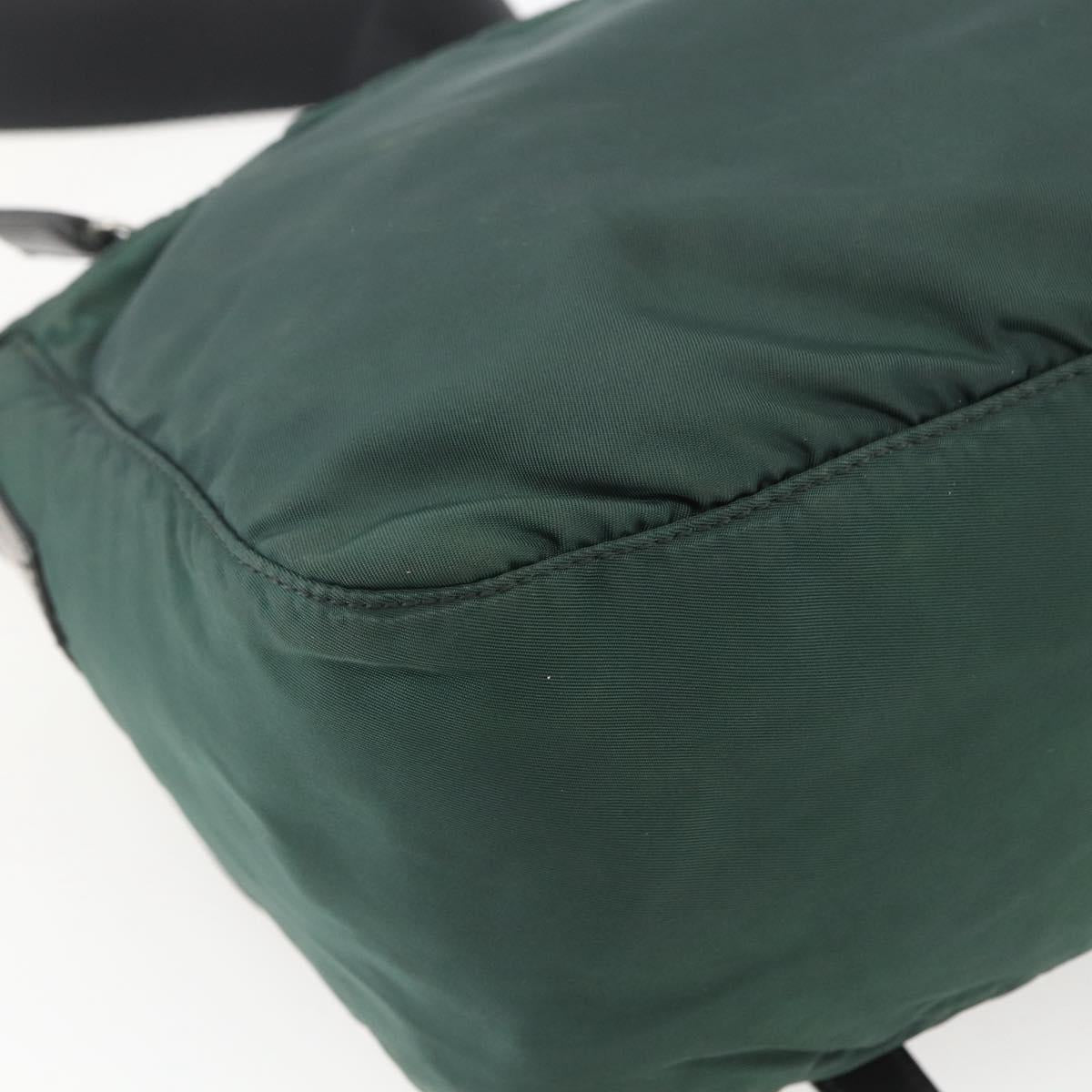 PRADA Shoulder Bag Nylon Green Silver Auth 166324