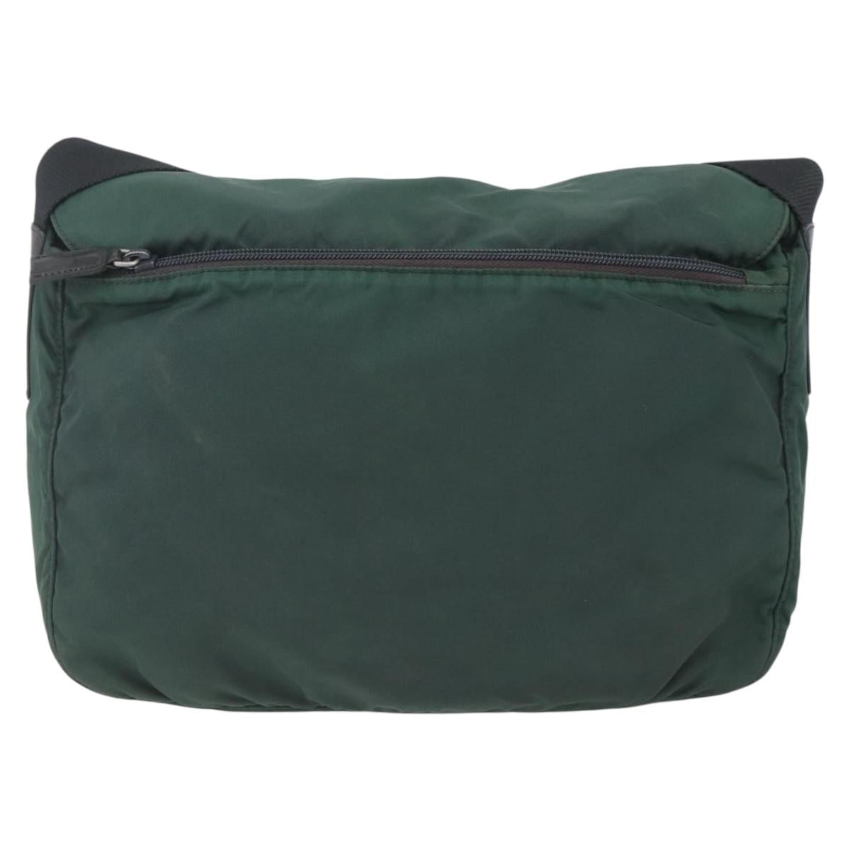 PRADA Shoulder Bag Nylon Green Silver Auth 166324