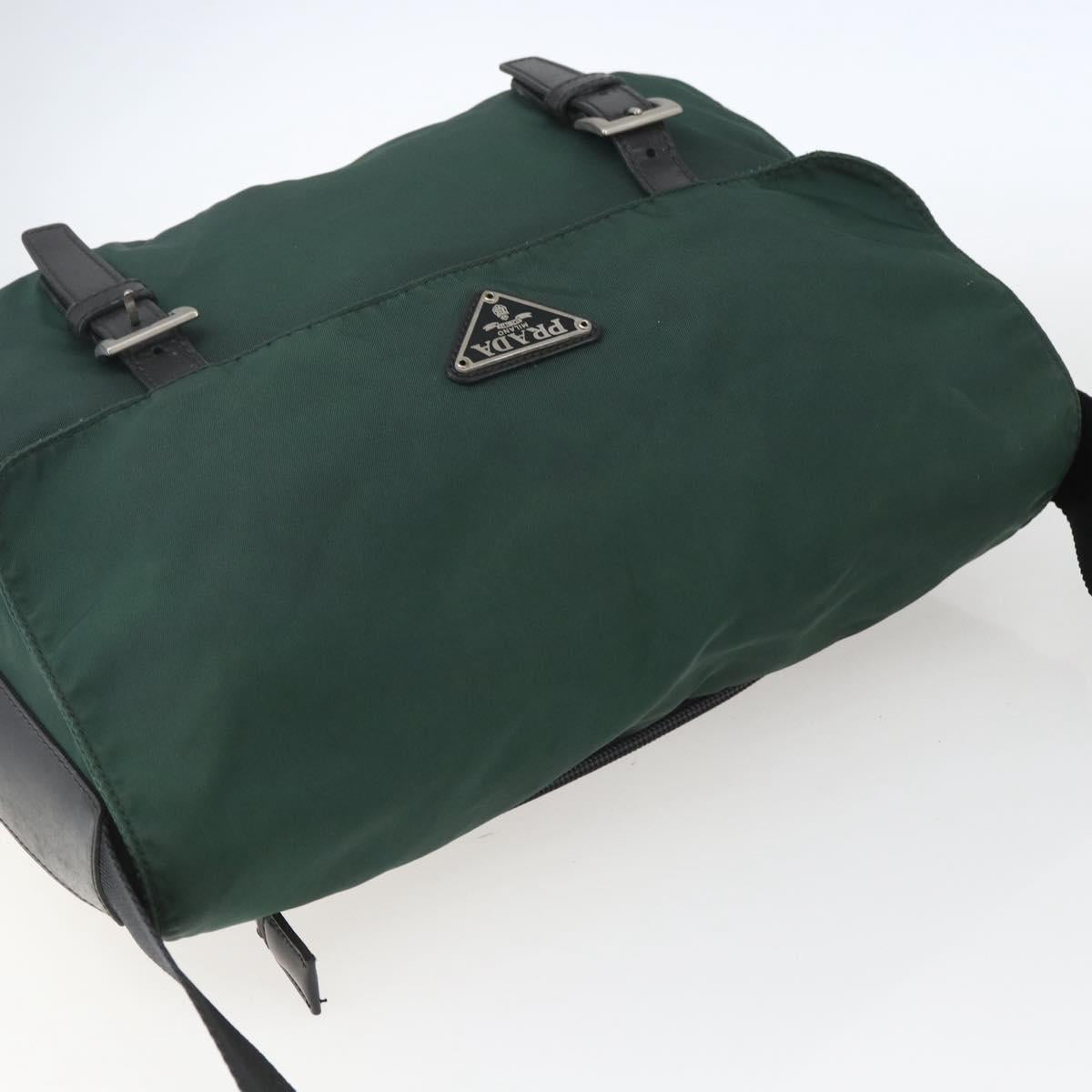 PRADA Shoulder Bag Nylon Green Silver Auth 166324
