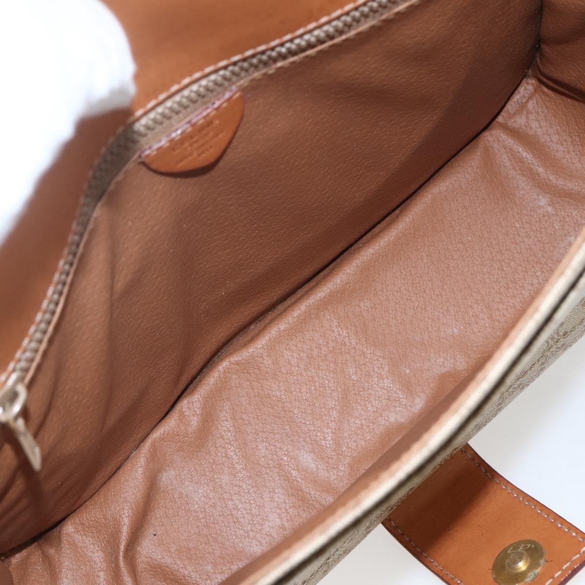 CELINE Macadam Canvas Shoulder Bag PVC Beige Gold Auth 166326