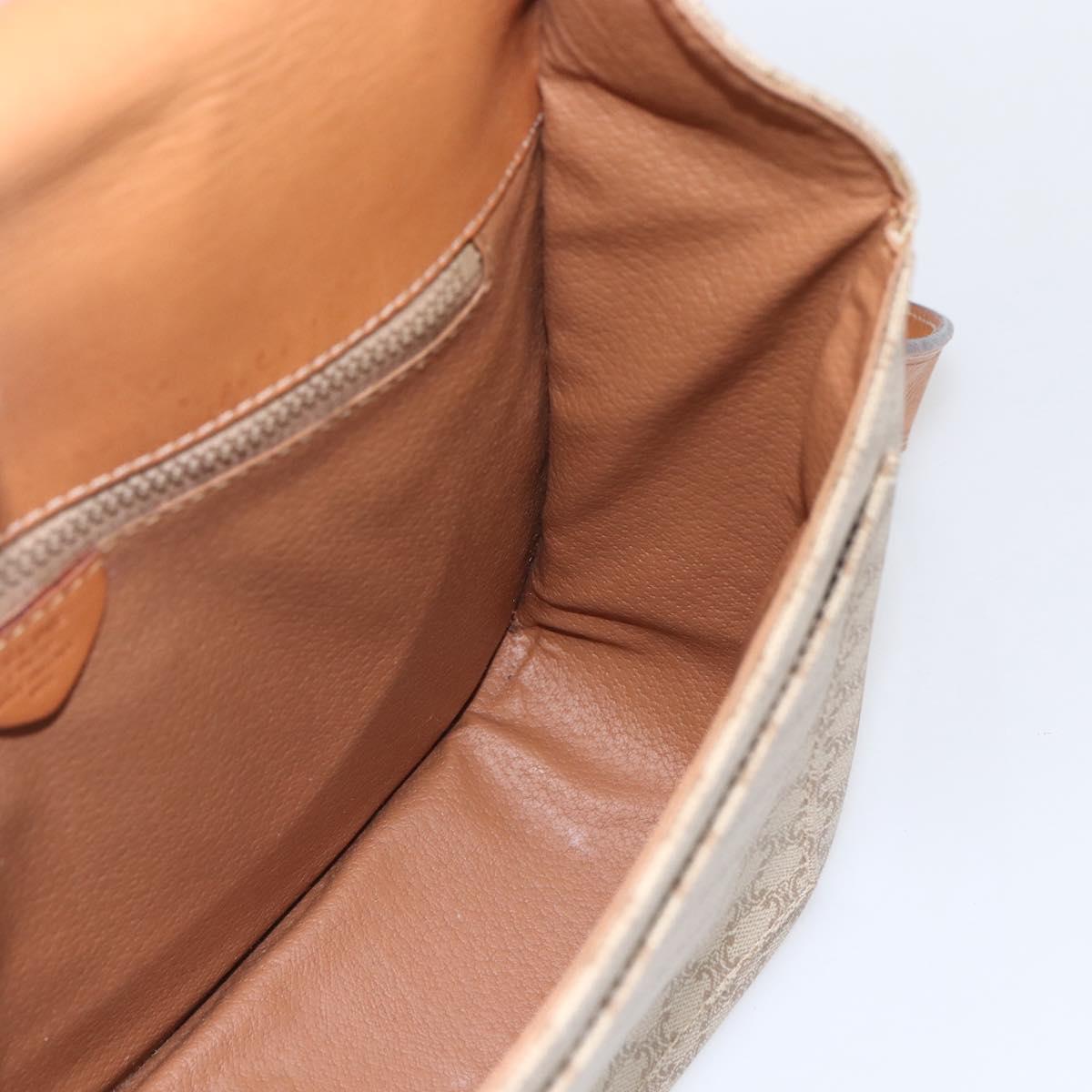 CELINE Macadam Canvas Shoulder Bag PVC Beige Gold Auth 166326