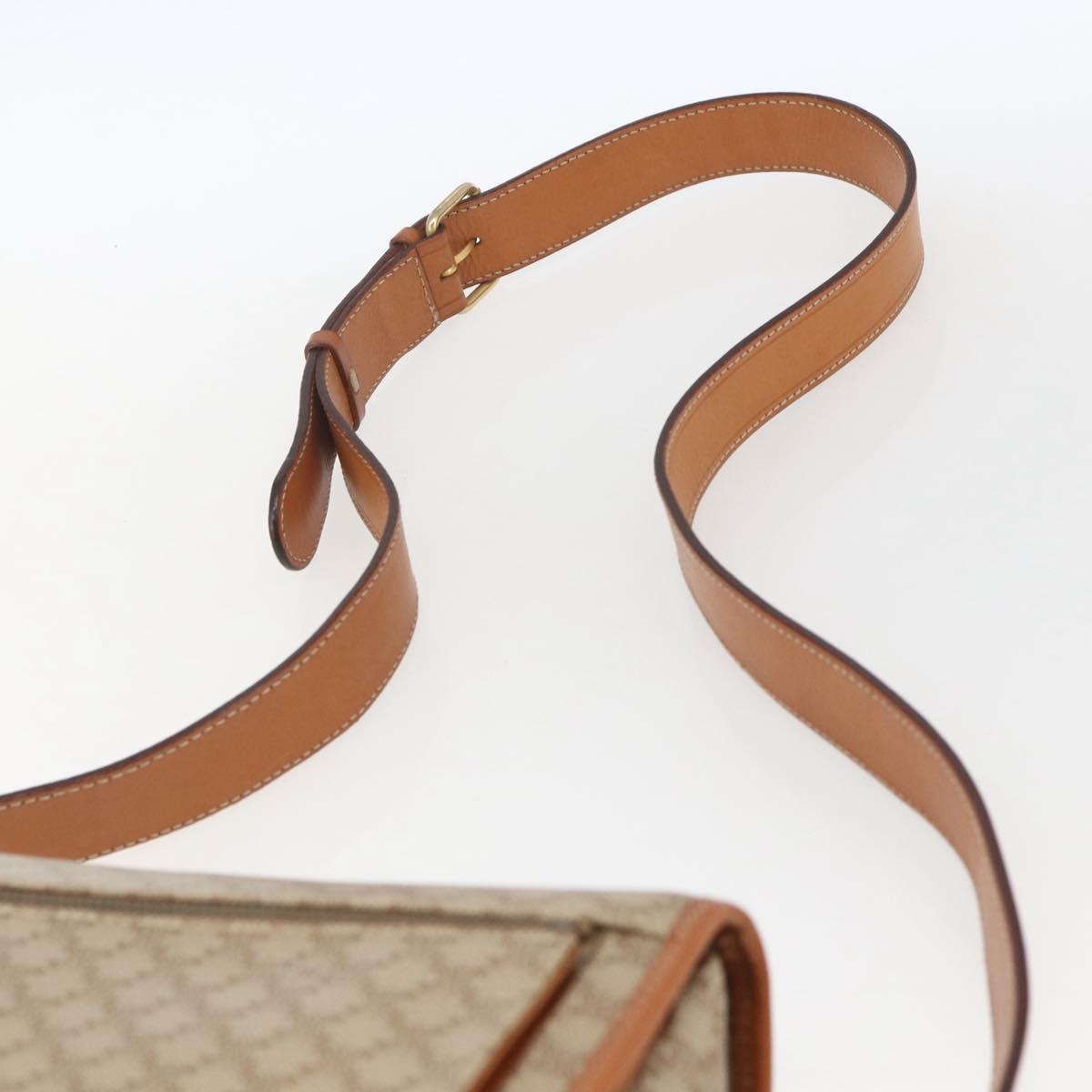 CELINE Macadam Canvas Shoulder Bag PVC Beige Gold Auth 166326