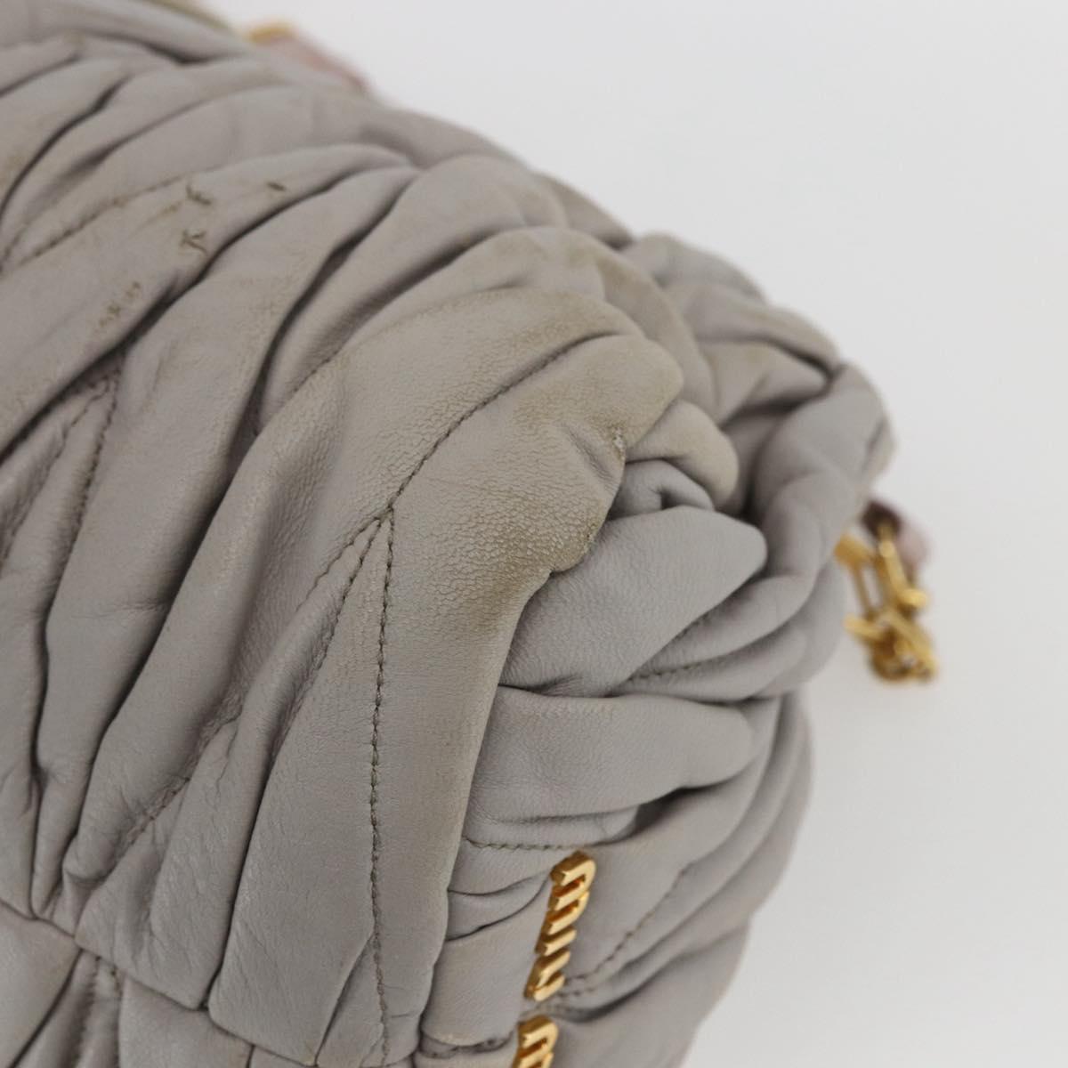 Miu Miu Matelasse Shoulder Bag Leather Gray Gold Auth 166328